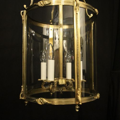 FRENCH LARGE GILDED BRONZE CONVEX HALL LANTERN - ADDITIONAL PHOTO 4