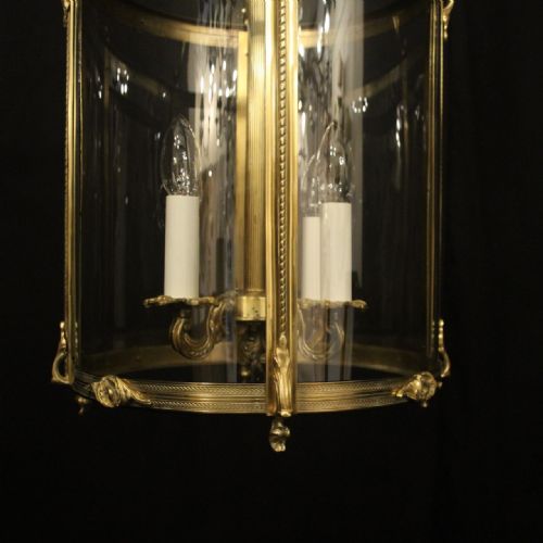 FRENCH LARGE GILDED BRONZE CONVEX HALL LANTERN - ADDITIONAL PHOTO 5