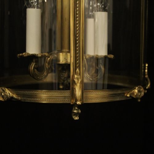 FRENCH LARGE GILDED BRONZE CONVEX HALL LANTERN - ADDITIONAL PHOTO 6