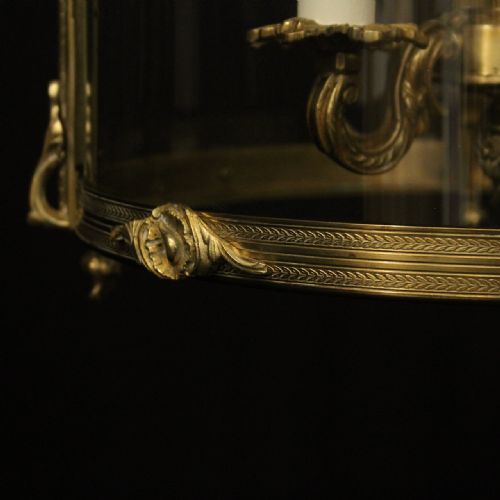 FRENCH LARGE GILDED BRONZE CONVEX HALL LANTERN - ADDITIONAL PHOTO 7