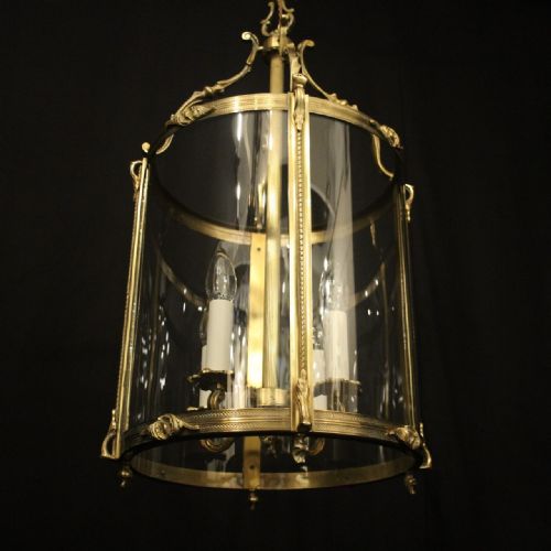 FRENCH LARGE GILDED BRONZE CONVEX HALL LANTERN - ADDITIONAL PHOTO 8