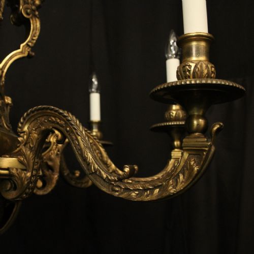 FRENCH QUALITY GILDED BRONZE 8 LIGHT ANTIQUE CHANDELIER - ADDITIONAL PHOTO 1