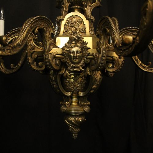FRENCH QUALITY GILDED BRONZE 8 LIGHT ANTIQUE CHANDELIER - ADDITIONAL PHOTO 2
