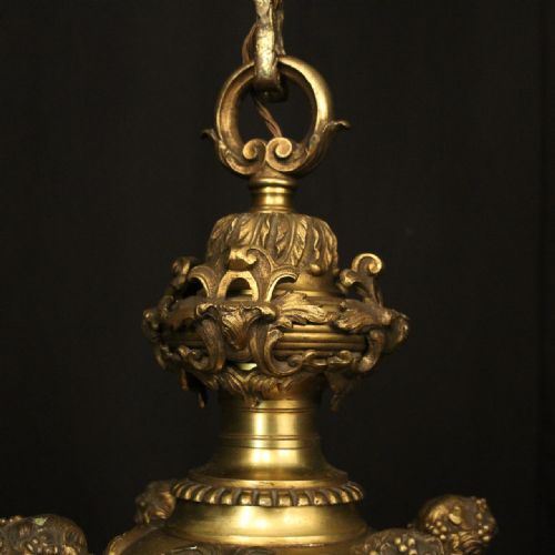 FRENCH QUALITY GILDED BRONZE 8 LIGHT ANTIQUE CHANDELIER - ADDITIONAL PHOTO 7