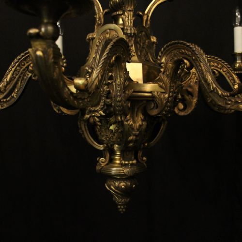 FRENCH QUALITY GILDED BRONZE 8 LIGHT ANTIQUE CHANDELIER - ADDITIONAL PHOTO 8