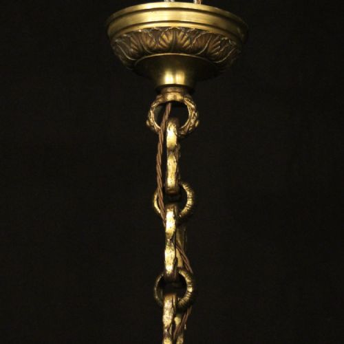 FRENCH QUALITY GILDED BRONZE 8 LIGHT ANTIQUE CHANDELIER - ADDITIONAL PHOTO 9