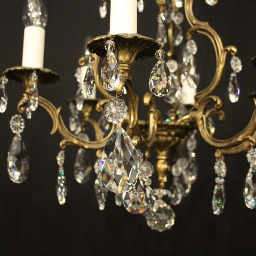 FRENCH GILDED CRYSTAL 6 LIGHT CHANDELIER - ADDITIONAL PHOTO 2