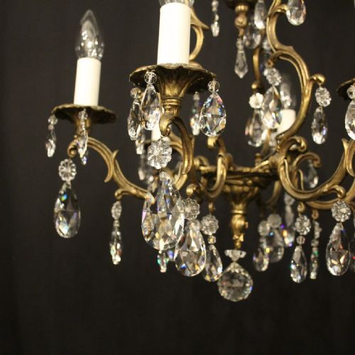 FRENCH GILDED CRYSTAL 6 LIGHT CHANDELIER - ADDITIONAL PHOTO 3