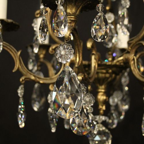 FRENCH GILDED CRYSTAL 6 LIGHT CHANDELIER - ADDITIONAL PHOTO 4