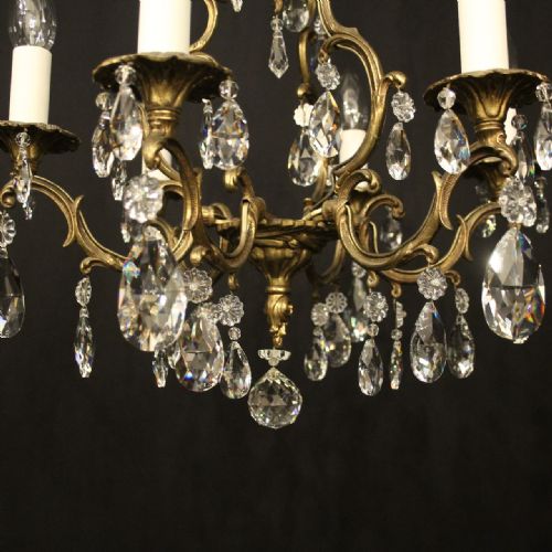 FRENCH GILDED CRYSTAL 6 LIGHT CHANDELIER - ADDITIONAL PHOTO 5