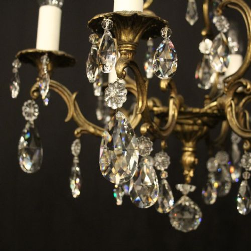FRENCH GILDED CRYSTAL 6 LIGHT CHANDELIER - ADDITIONAL PHOTO 7
