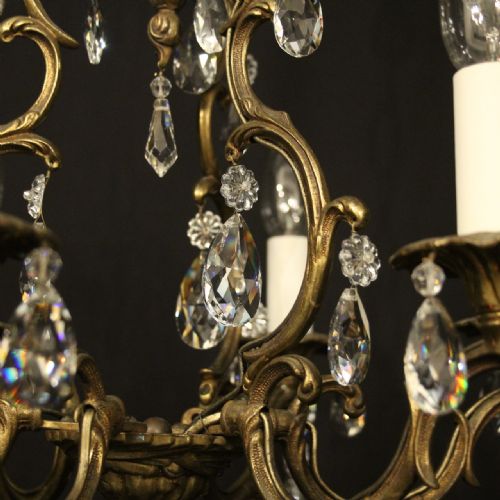 FRENCH GILDED CRYSTAL 6 LIGHT CHANDELIER - ADDITIONAL PHOTO 8