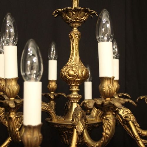 FRENCH GILDED BRASS 12 LIGHT DOUBLE TIERED CHANDELIER - ADDITIONAL PHOTO 2