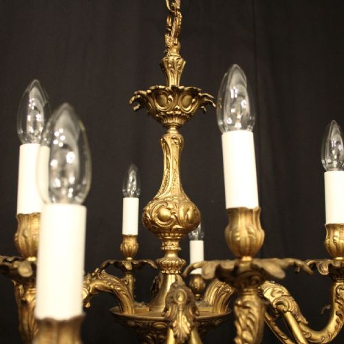 FRENCH GILDED BRASS 12 LIGHT DOUBLE TIERED CHANDELIER - ADDITIONAL PHOTO 8