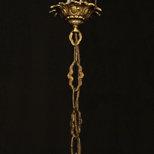 FRENCH GILDED BRASS 12 LIGHT DOUBLE TIERED CHANDELIER - ADDITIONAL PHOTO 9