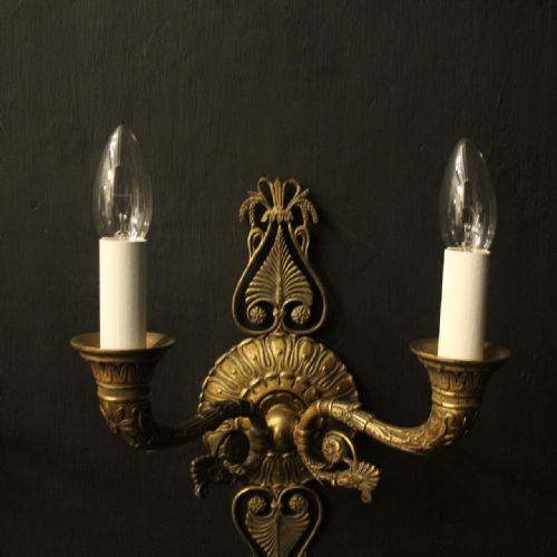 FRENCH PAIR GILDED BRONZE EMPIRE ANTIQUE WALL LIGHTS - ADDITIONAL PHOTO 5