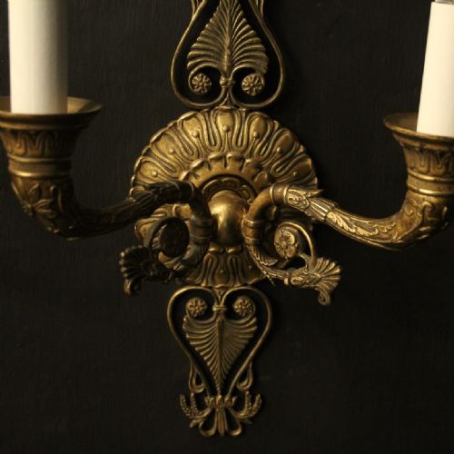 FRENCH PAIR GILDED BRONZE EMPIRE ANTIQUE WALL LIGHTS - ADDITIONAL PHOTO 8