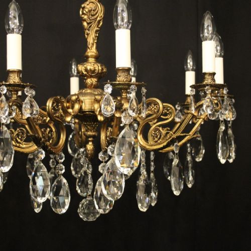 FRENCH GILDED BRONZE CRYSTAL 10 LIGHT ANTIQUE CHANDELIER - ADDITIONAL PHOTO 4