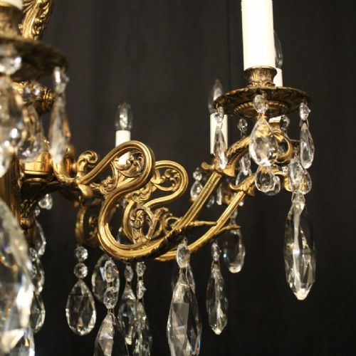 FRENCH GILDED BRONZE CRYSTAL 10 LIGHT ANTIQUE CHANDELIER - ADDITIONAL PHOTO 5