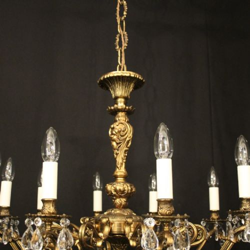 FRENCH GILDED BRONZE CRYSTAL 10 LIGHT ANTIQUE CHANDELIER - ADDITIONAL PHOTO 8