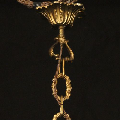 FRENCH PAIR OF GILDED BRONZE CRYSTAL ANTIQUE CHANDELIERS - ADDITIONAL PHOTO 9