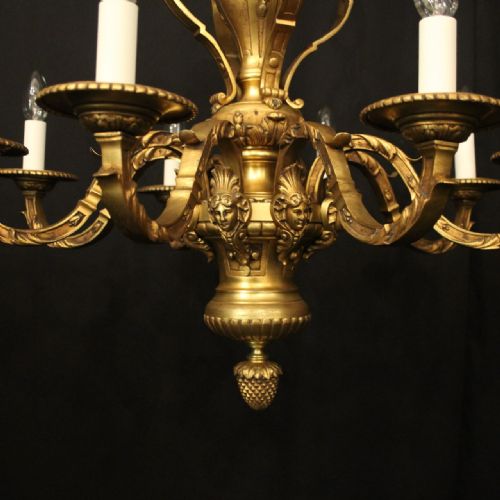 FRENCH LATE 19TH CENTURY GILDED BRONZE 8 LIGHT ANTIQUE CHANDELIER - ADDITIONAL PHOTO 3