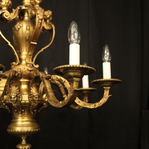 FRENCH LATE 19TH CENTURY GILDED BRONZE 8 LIGHT ANTIQUE CHANDELIER - ADDITIONAL PHOTO 4