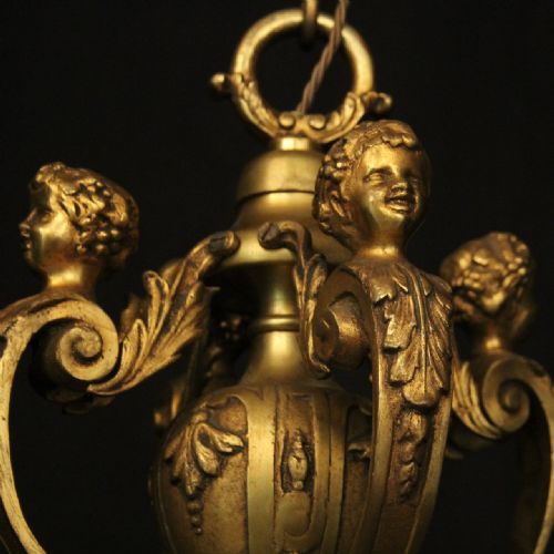 FRENCH LATE 19TH CENTURY GILDED BRONZE 8 LIGHT ANTIQUE CHANDELIER - ADDITIONAL PHOTO 8