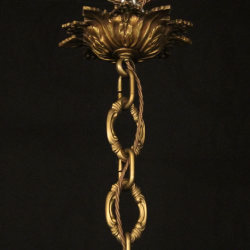 FRENCH LATE 19TH CENTURY GILDED BRONZE 8 LIGHT ANTIQUE CHANDELIER - ADDITIONAL PHOTO 9