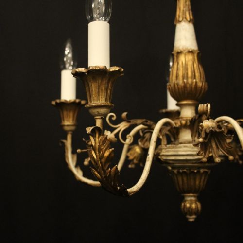 FRENCH 6 LIGHT GILTWOOD ANTIQUE CHANDELIER - ADDITIONAL PHOTO 1