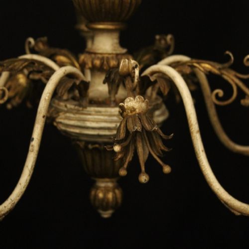 FRENCH 6 LIGHT GILTWOOD ANTIQUE CHANDELIER - ADDITIONAL PHOTO 5