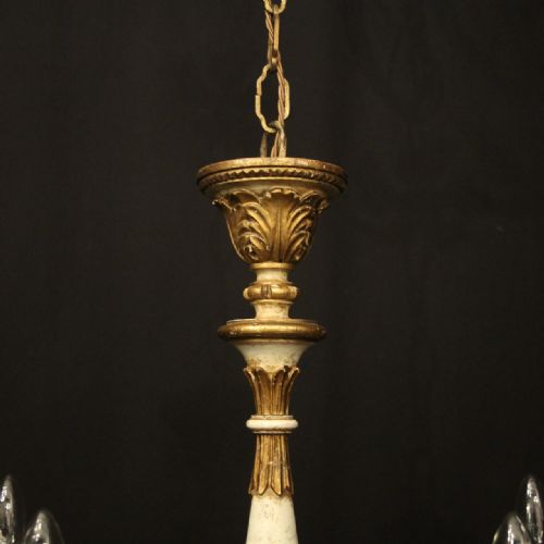 FRENCH 6 LIGHT GILTWOOD ANTIQUE CHANDELIER - ADDITIONAL PHOTO 8