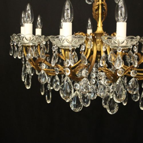 FRENCH GILDED CRYSTAL 12 LIGHT ANTIQUE CHANDELIER - ADDITIONAL PHOTO 1
