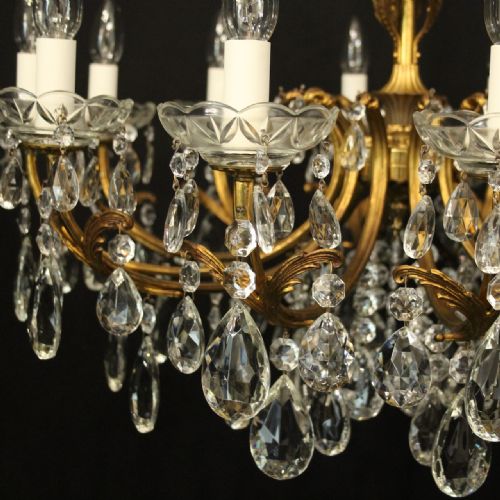 FRENCH GILDED CRYSTAL 12 LIGHT ANTIQUE CHANDELIER - ADDITIONAL PHOTO 3