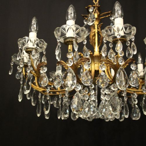 FRENCH GILDED CRYSTAL 12 LIGHT ANTIQUE CHANDELIER - ADDITIONAL PHOTO 5