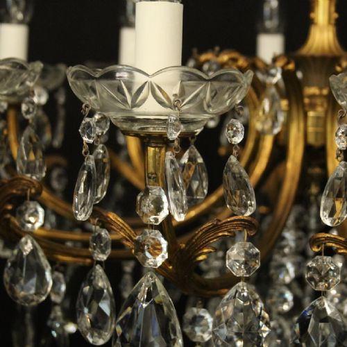FRENCH GILDED CRYSTAL 12 LIGHT ANTIQUE CHANDELIER - ADDITIONAL PHOTO 6