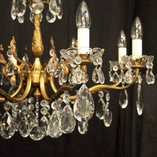 FRENCH GILDED 8 LIGHT ANTIQUE CHANDELIER - ADDITIONAL PHOTO 2