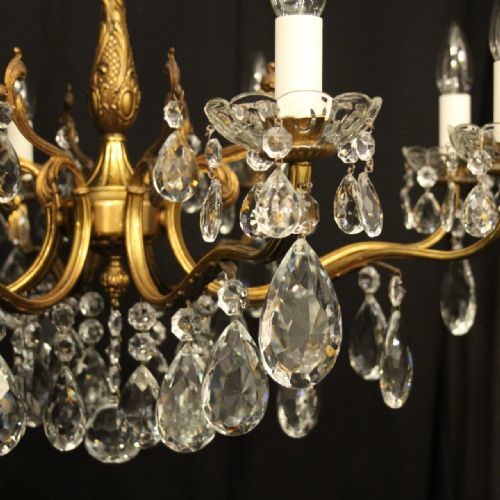 FRENCH GILDED 8 LIGHT ANTIQUE CHANDELIER - ADDITIONAL PHOTO 3