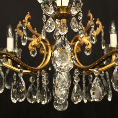 FRENCH GILDED 8 LIGHT ANTIQUE CHANDELIER - ADDITIONAL PHOTO 4