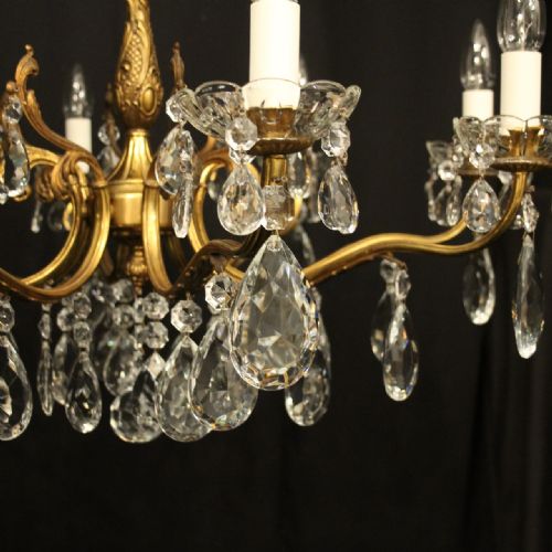 FRENCH GILDED 8 LIGHT ANTIQUE CHANDELIER - ADDITIONAL PHOTO 5