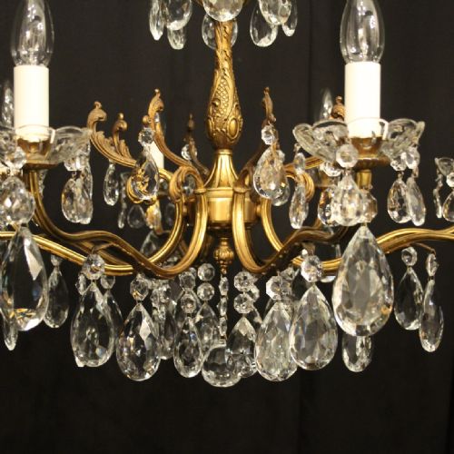 FRENCH GILDED 8 LIGHT ANTIQUE CHANDELIER - ADDITIONAL PHOTO 7