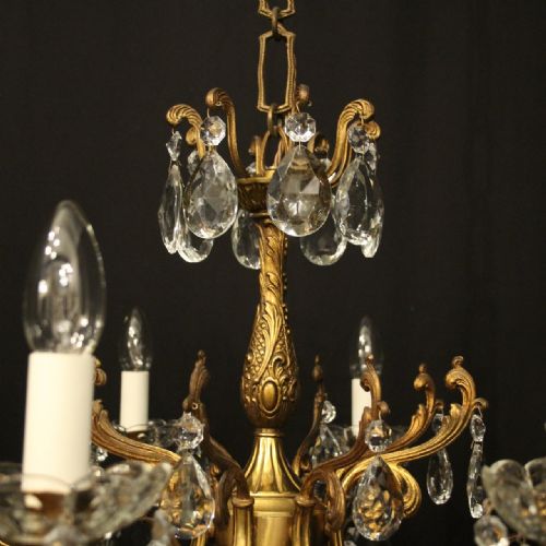 FRENCH GILDED 8 LIGHT ANTIQUE CHANDELIER - ADDITIONAL PHOTO 8