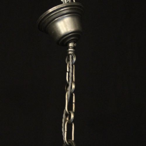 FRENCH SILVER GILDED BRASS 8 LIGHT ANTIQUE CHANDELIER - ADDITIONAL PHOTO 9