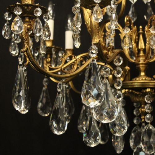 FRENCH GILDED 12 LIGHT ANTIQUE CRYSTAL CHANDELIER - ADDITIONAL PHOTO 1