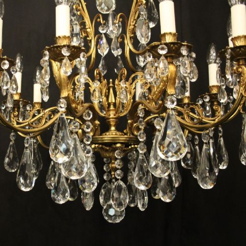 FRENCH GILDED 12 LIGHT ANTIQUE CRYSTAL CHANDELIER - ADDITIONAL PHOTO 3