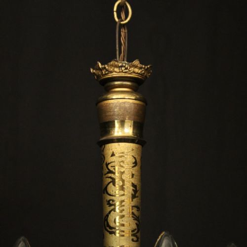 FRENCH GILDED BRONZE 5 LIGHT ANTIQUE CHANDELIER - ADDITIONAL PHOTO 3
