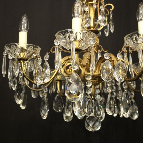 FRENCH GILDED BRONZE CRYSTAL 8 LIGHT ANTIQUE CHANDELIER - ADDITIONAL PHOTO 3