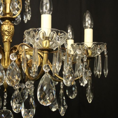 FRENCH GILDED BRONZE CRYSTAL 8 LIGHT ANTIQUE CHANDELIER - ADDITIONAL PHOTO 5