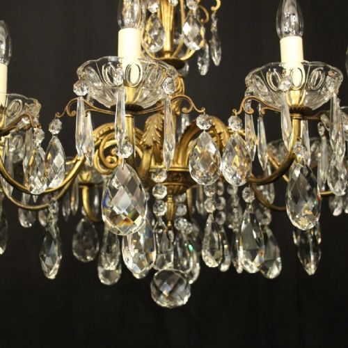FRENCH GILDED BRONZE CRYSTAL 8 LIGHT ANTIQUE CHANDELIER - ADDITIONAL PHOTO 6