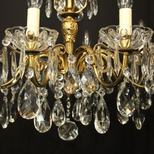 FRENCH GILDED BRONZE CRYSTAL 8 LIGHT ANTIQUE CHANDELIER - ADDITIONAL PHOTO 7